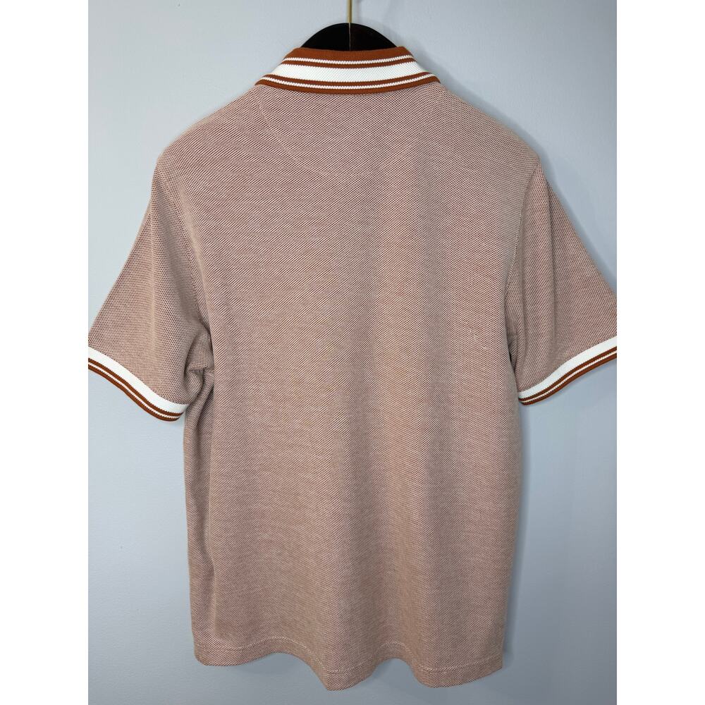 Ted Baker Phenes Textured Cotton Polo Shirt Stripe Trim Brown Men 4 US XXL - Picture 4 of 13